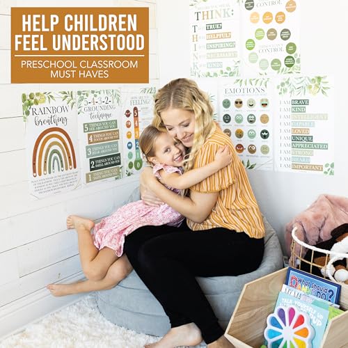 Hadley Designs 8 Calming Corner Posters for Classroom Must Haves for Teachers - 11x17 Calm Down Corner Supplies, Feelings Chart for Kids Ages 4-8, Toddler Emotions Chart, Greenery Classroom Decor - Image 5