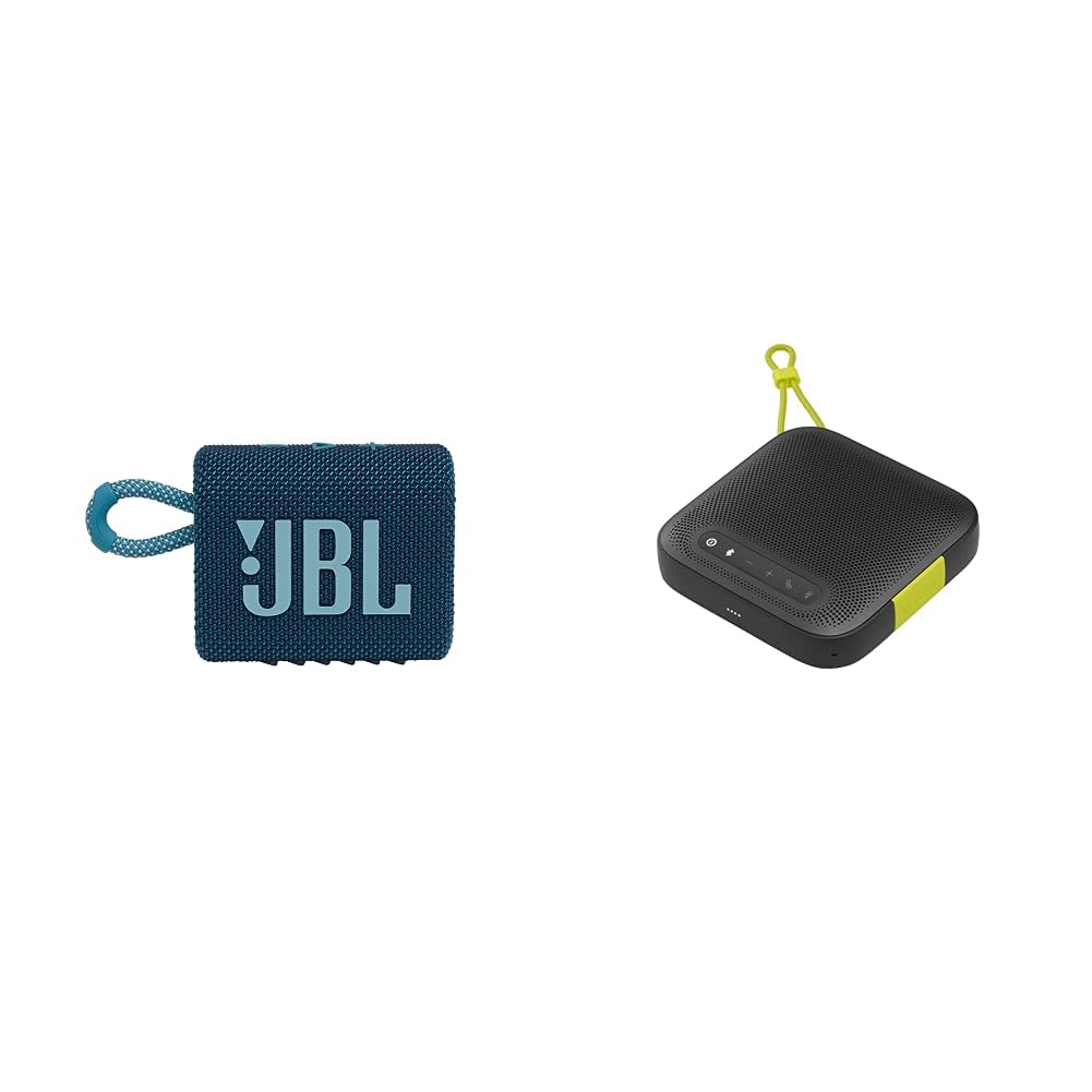 JBL Go 3 Portable Speaker with Bluetooth Built-in Battery Waterproof and Dustproof Feature - Blue and InfinityLab ClearCall