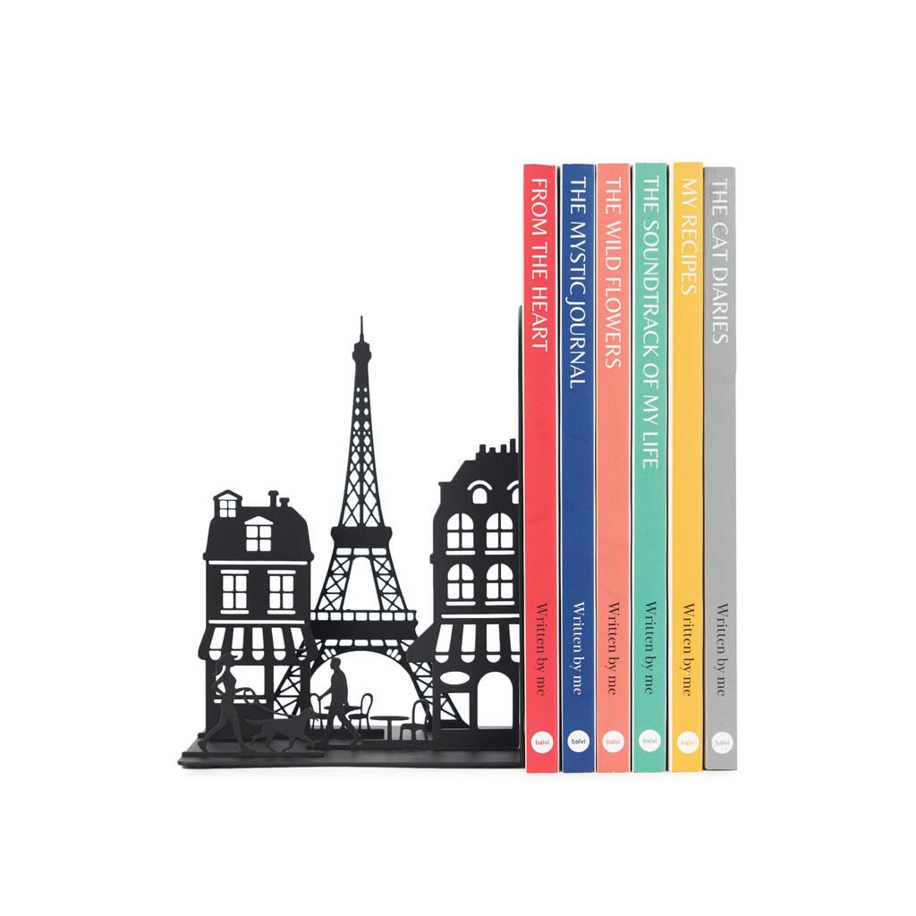 Balvi Sujetalibros Paris Color Negro Resistente y Antideslizante Metal