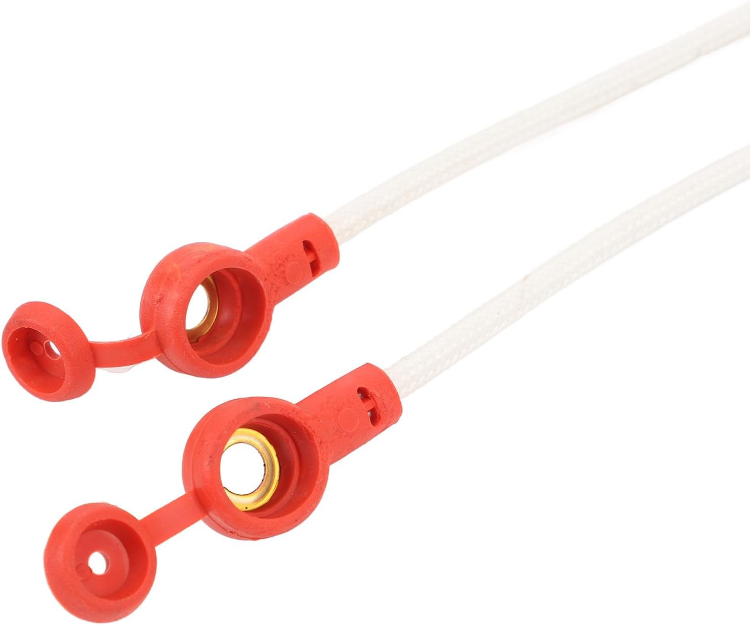 Close-up of red and black waterproof caps for charging ports