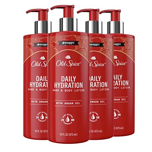 Old Spice Daily Hydration Hand & Body Lotion for Men, Swagger with Argan Oil, 16 oz, Pack of 4