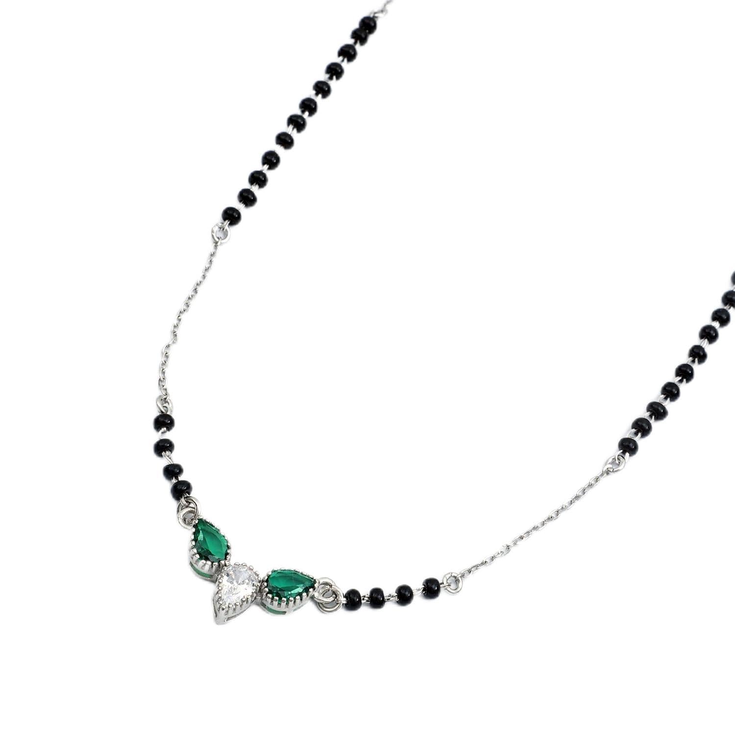 925 Sterling Silver Chandi Mangalsutra Black Beads Pure Rhodium Anti Tarnish Nickel Free 18 Inch Necklace Tanmaniya| Taali Minnu Jewellery Gift for Wife | Women-image-2