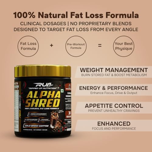 Image of Ripped Up Nutrition Alpha Shred Fat Burner - 150g, Spicy Guava | With Carbliss for Blocking Carbs by 40-60% | Weight Management & Metabolism Booster | Enriched with Garcinia Cambogia, Coffee Bean Extra, Caffeine