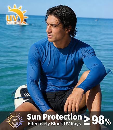 Image of ZITY 5 Pack Long Sleeve Shirts for Men UPF 50+ Sun Protection Fast Dry Lightweight Fishing Swim Rash Guard Workout Shirt