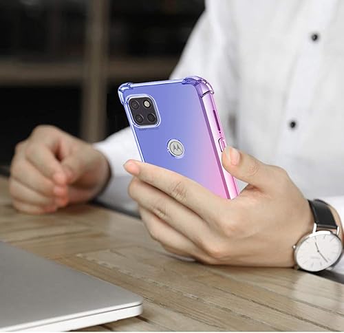 Miniatura 6 de Funda para Moto One 5G Ace/Moto G 5G con protector de pantalla de vidrio templado, lindo degradado transparente delgado, a prueba de golpes, TPU