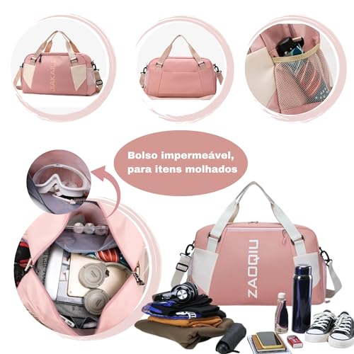 GMTA Bolsa Mala Feminina Academia Esportiva Viagem Trabalho (Rose)