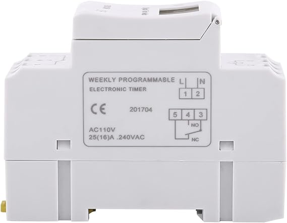 15A Programmable Timer Relay 7 Day Heavy Duty Digital Timer Switch with LCD 16 On 16 Off Pre-Setting THC DIN Rail (110V)