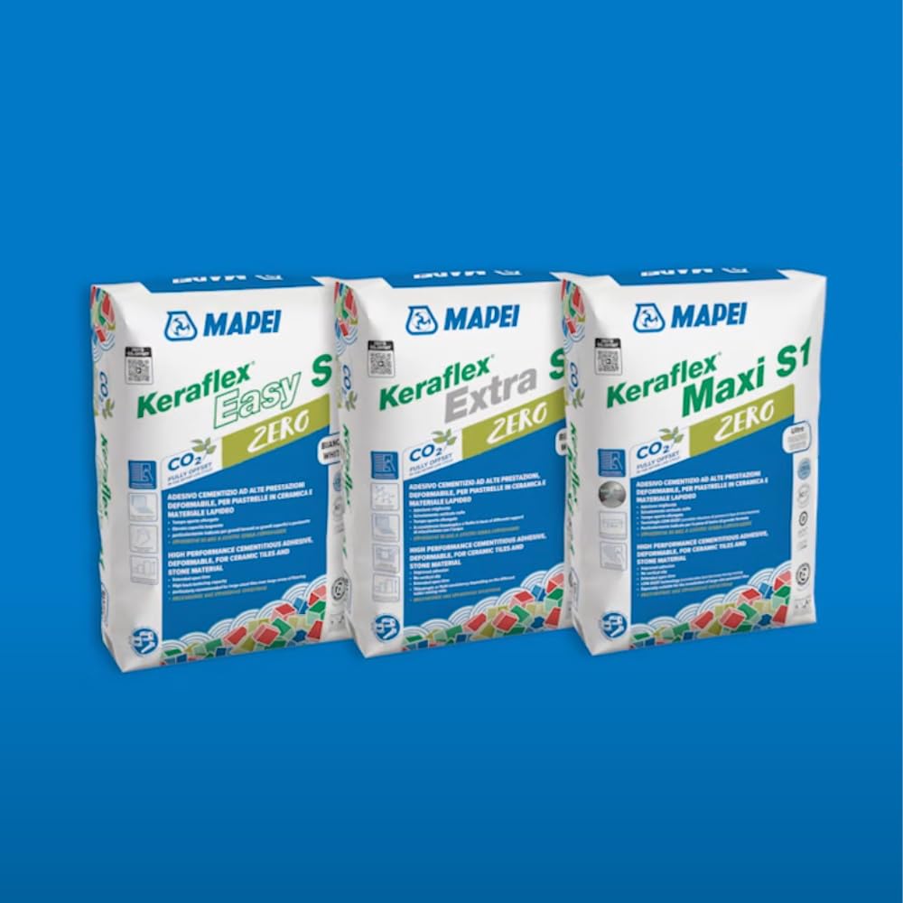 Mapei Keraflex Extra S1 Zero Adesivo Cementizio per Piastrelle, Grigio, Alta Prestazione, Bassa Polverosità, Sacco 25 Kg