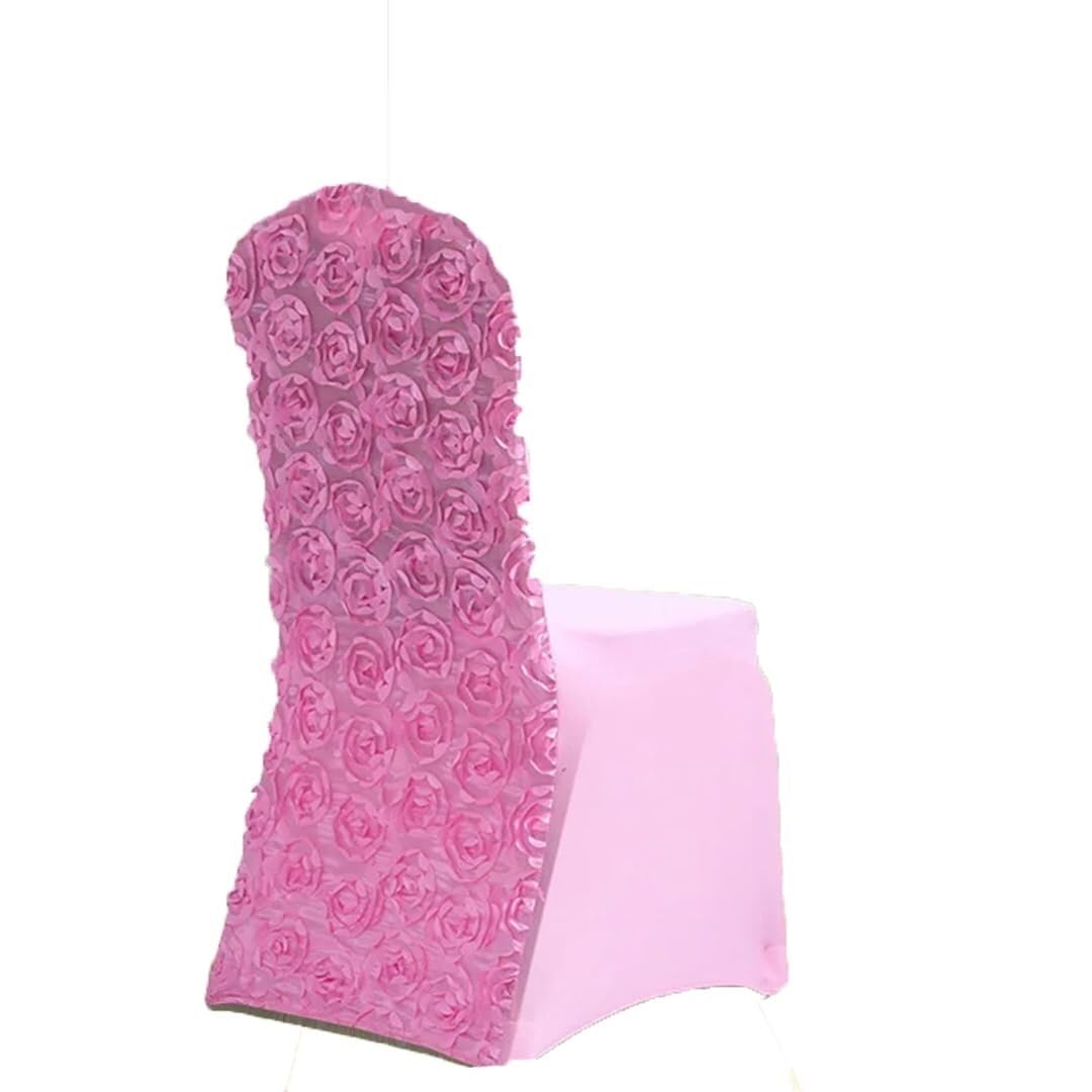 PBTMCD Stretch Spandex Dining Chair Covers With Rosette Back, Universal Satin Slipcovers For Wedding Banquet Hotel, Protector(80#,30PCS)