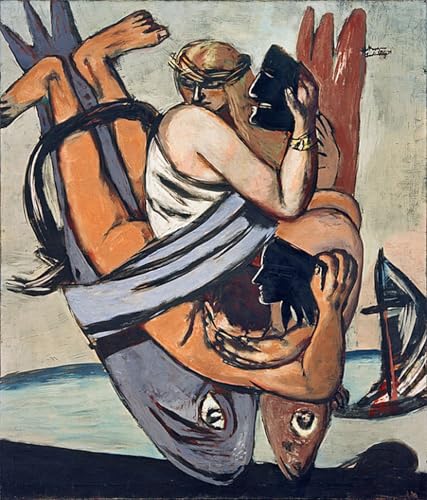 Peinture poisson Max Beckmann pour decoration moderne de grand salon