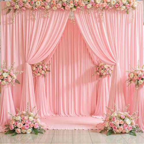 20ft x 15ft Blush Pink Wrinkle Free Backdrop Curtains for Wedding Party Backdrops Curtain Drapes Fabric Decorations Photo Back Drop Cloth for Baby Shower Photography Stage Reception