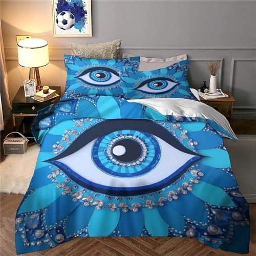 Housse de couette dragon bleu fantastique pour chambre fille grand lit