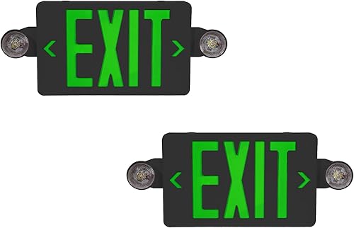 Miniatura 38 de CM MZY Luz de emergencia roja con dos cabezales ajustables, señal de salida LED con respaldo, estándares estadounidenses, certificado UL, combo