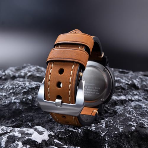 Bracelet montre cuir vachette vintage 22mm 20mm 24mm noir marron interchangeable