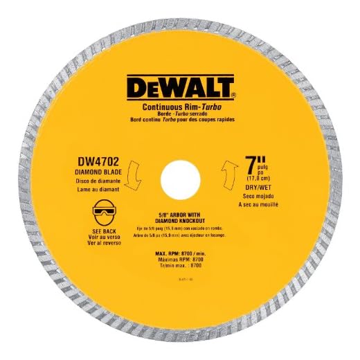 DEWALT DW4704 Industrial 12-Inch Dry Cutting Continuous Rim Diamond Saw Blade with 1-Inch Arbor
