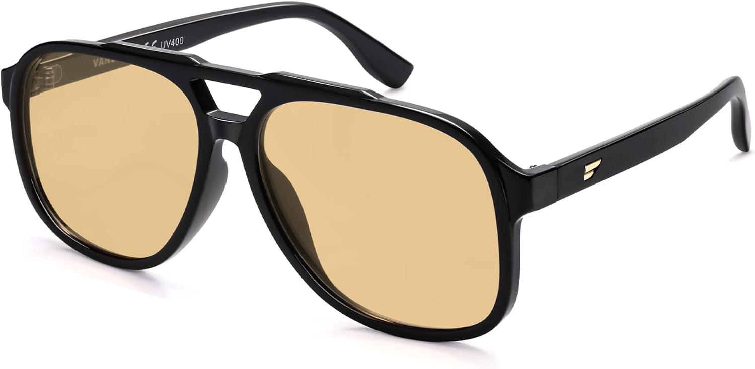 VANLINKER Retro Polarized Square Aviator Sunglasses Womens Mens Classic 70s Vintage Trendy Oversized Aviators VL9878 - Image 3