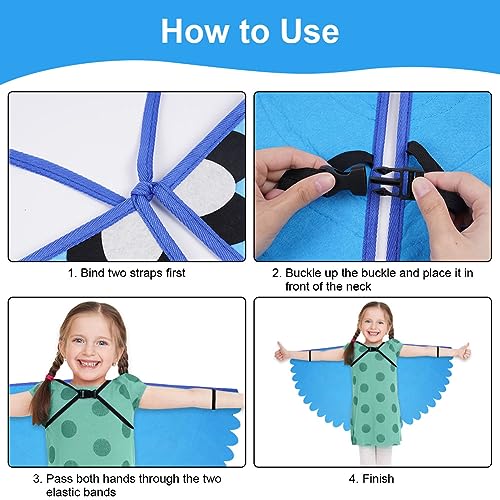 URAQT Kids Blue Bird Wings Cape Costume Set including Felt Eye Mask - Image 4