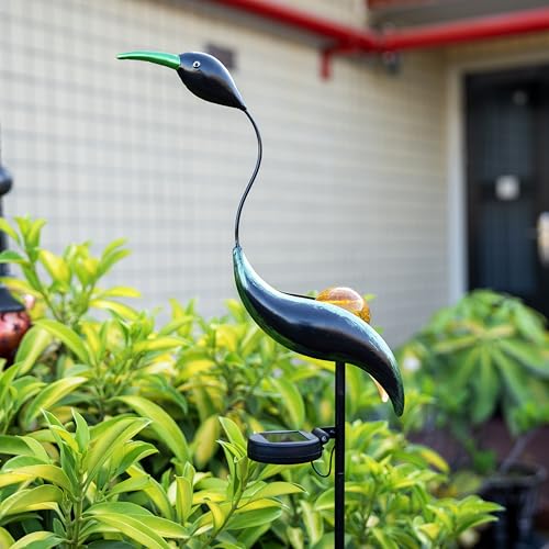 Elfengarden Solar Garden Statue Crane Yard Art Sculptures, Metal Heron