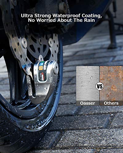 Oasser Motorcycle Disc Brake Lock 120Db Alarm Disc Lock, Stainless Steel Lock Large Capacity Battery Intelligent On/Off Alarm Function For Motorcycle Bike Scooters(Gray) #TOP7
