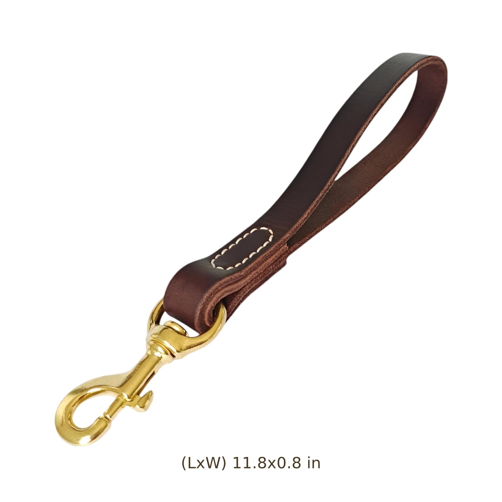 Guinzaglio per cani in pelle grana di alta qualità, 30 cm, largo 2 cm, cuciture rinforzate, manico marrone scuro, gancio in lega di zinco, per cani di grandi dimensioni per passeggiare e addestramento