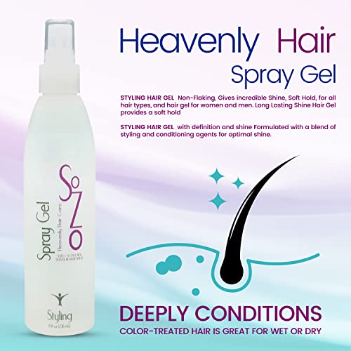 Sozo Spray Gel | Soft Hold And Shine Without Flaking | Molds And Texturizes All Types Of Hair | Great For Wet Or Dry | Sculpting Spray Gel, Natural Hold, Soft Finish | 8Oz #TOP1