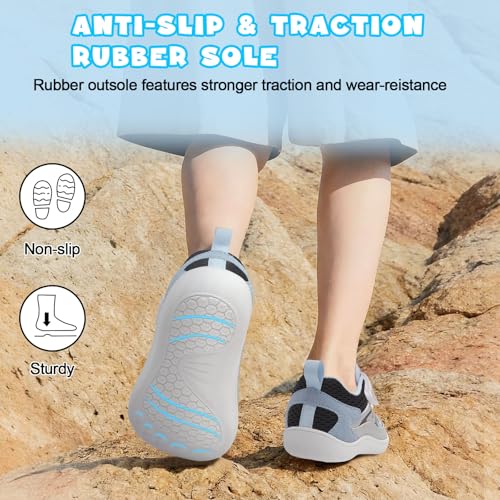 Image of JOINFREE Toddler Sandals Kids Wide Girls Boys Aqua Athletic Sneakers Barefoot Beach Sandals Quicky-Dry Non-slip Outdoor Water Sports Hiking Sandals Summer Water Shoes for Pool River Swim