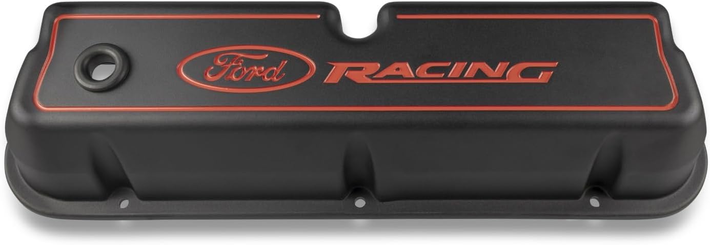 Ford Compatible with/Replacement for Ford Performance Parts - 302-003 - Die Cast Alm Valve Cover Set w/Compatible with/Replacement for Ford Racing Logo