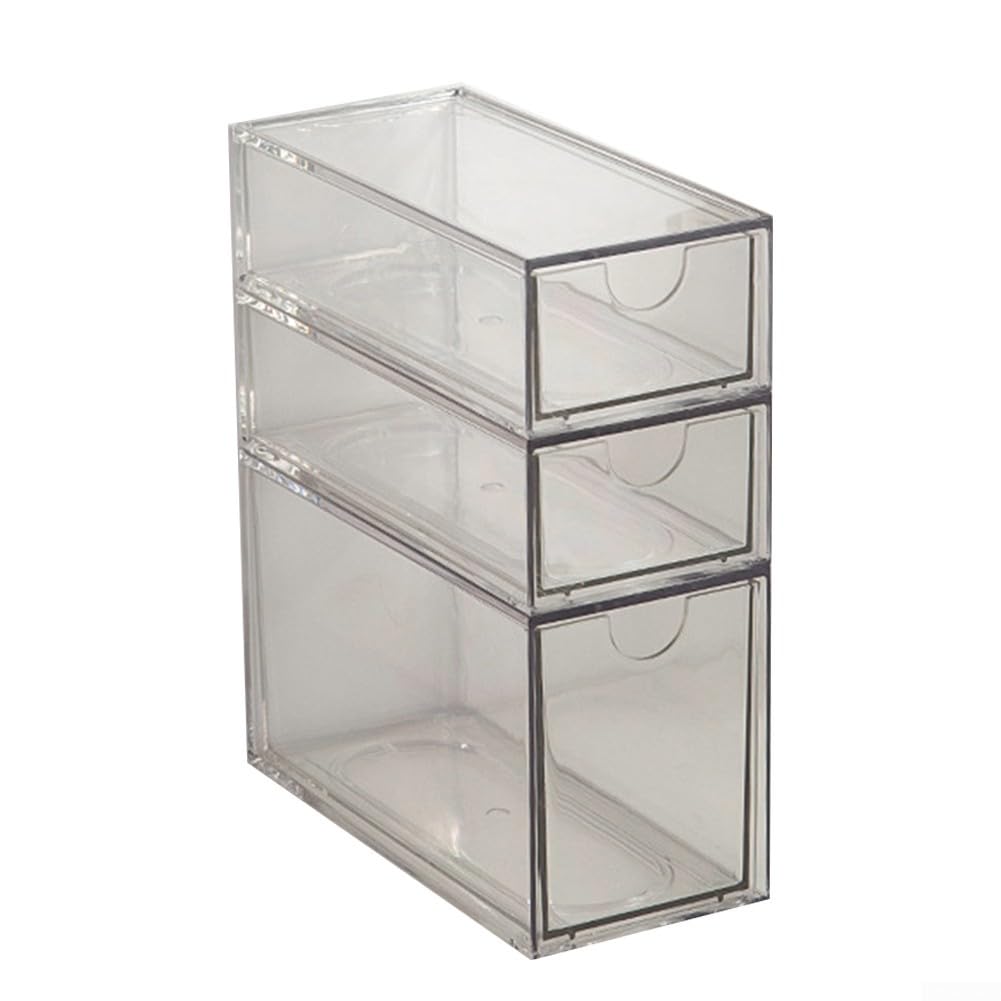 Set mit 5 transparenten Acryl-Schreibtischboxen mit Schubladen, transparenter Aufbewahrungsschrank für Büro, Zuhause und Bastelbedarf (A)