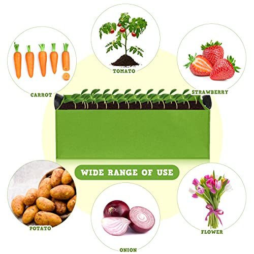 6 Pack Rectangle Plant Grow Bags With Handles, 10 Gallon Green Felt Plant Bag, 23.6" X 11.8" X 7.9" Nonwoven Fabric Raised Garden Bed Planting Pot For Outdoor Growing Vegetable Fruit Flower Herb #TOP3