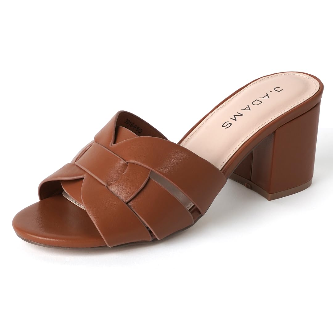 J. Adams Nori Mules for Women - Leather Slip On Heeled Sandals
