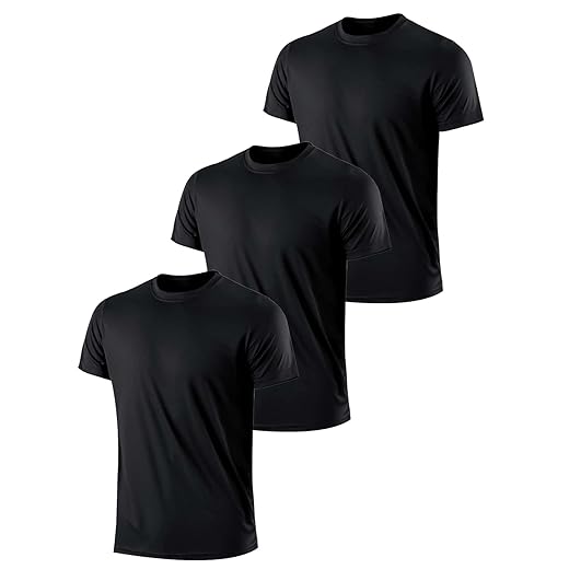 Camisetas esportivas masculinas respiráveis, de secagem rápida, leve e confortável, ideal para corrida e academia, 3 unidades