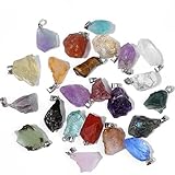 2TTFishoo 10pcs Irregular Raw Natural Mix Color Rock Stone Pendant Healing Crystal Chakra Gemstone Charm for Jewelry Making DIY Necklace Earrings Accessories Reiki
