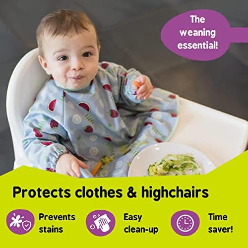 Tidy Tot Weaning Bib Long Sleeves Waterproof Coverall Bib Cover & Catch Twin Pack