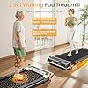 2 Side Walking Pad with Incline, FINEHORSE 2 in 1 Under Desk Walking Pad with Handle Bar and Foot Massager Treadmills for Home/Office, Portable Treadmill with Remote Control LED Display