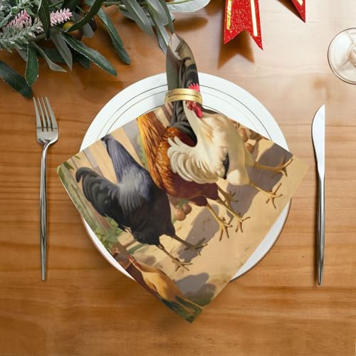Servilletas de Tela Cuadradas Rooster Farm Set x6 miniatura 2