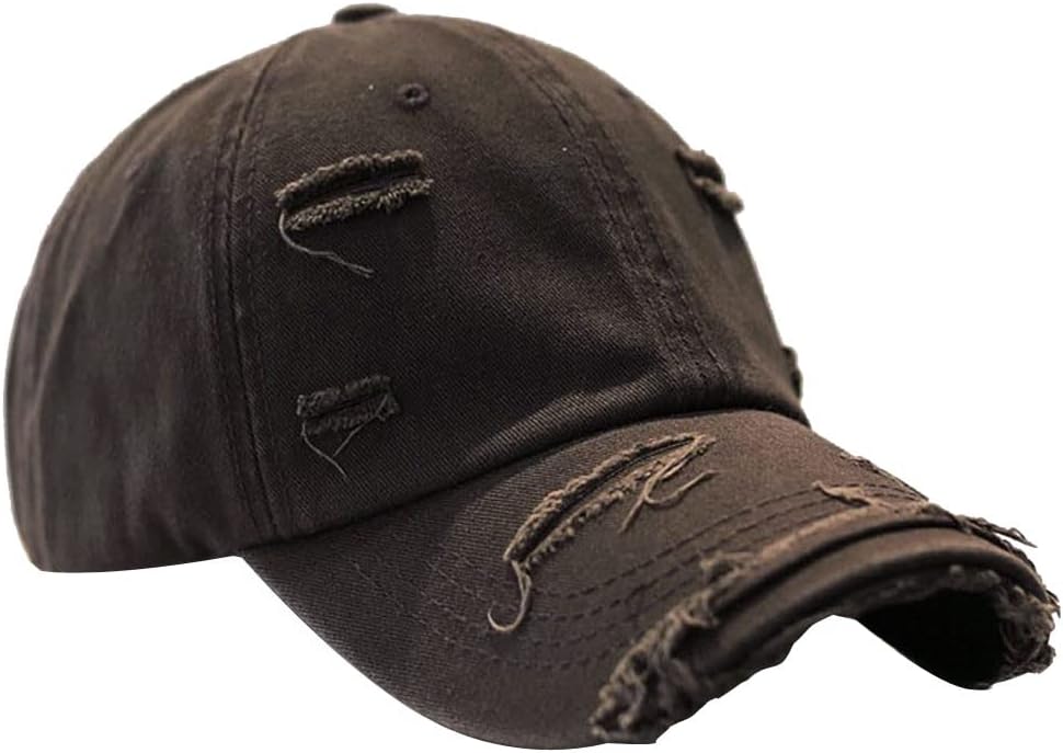 Unisex Distressed Rip Torn Washed Cotton Baseball Cap Adjustable M
