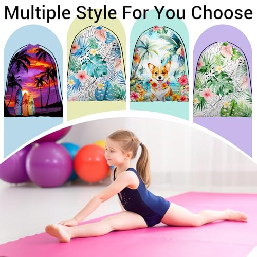 Image of Gymnastics Grip Bag Tropical Leaf Floral Sports Gymnastics Drawstring Bag