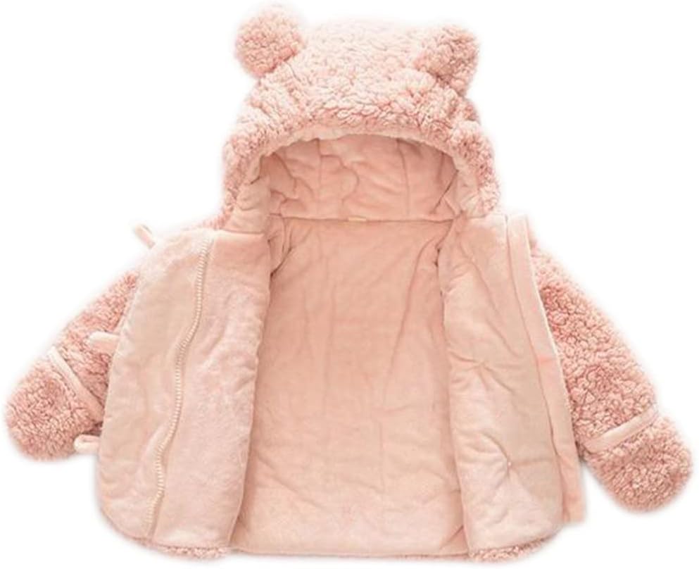 FKKFYY Bear Ears Hoodie Fleece Coat for Girls Boys Size 12 Month to 7 Years