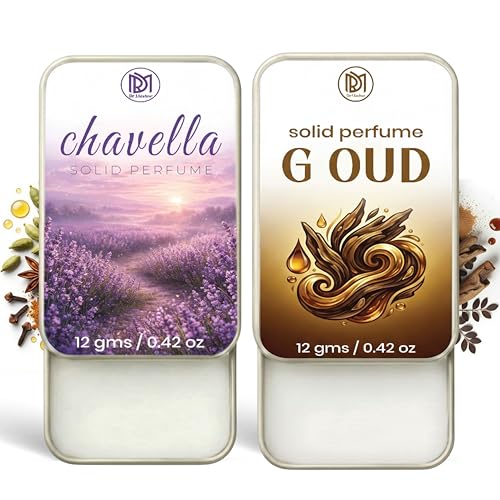 Image of Dr.Mashur Solid Perfume |G oud&Chavella Alcohol Free Wax Perfume Balm, Long Lasting | Pocket Tin 12g, Pack Of 2| Non Greasy Smooth Glide, Travel Friendly Men And Women