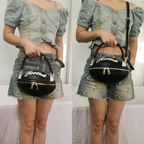 Image of Women Rhinestone Football Shaped Handbag Chain Crossbody Shoulder Bag Football Purse | Rugby, Unique, Novelty, Football