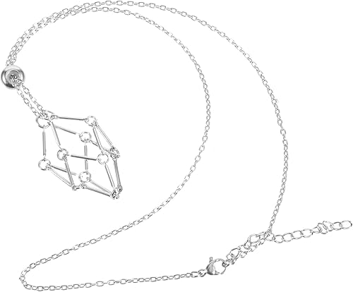 GALPADA Soporte de cristal Collares Soporte de collar de piedra Jaula de acero inoxidable para la fabricación de joyas de bricolaje, Cuero falso, No