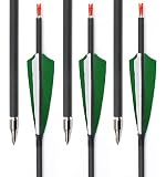 ID6.2 spine400Carbon Arrows Shaft 29inch Hunting Arrows with 4in Green Real Feather Arrow Recurve/Co