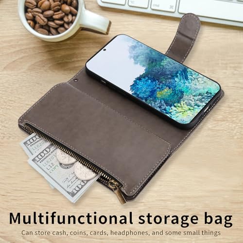 Étui portefeuille pour Samsung S20 Plus avec fermeture éclair et protège-écran