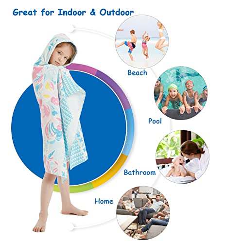 Geegee Ssfun Girls Hooded Beach Bath Towel, Unicorn 100% Cotton Extra Large 50" X 30" Swim Surf Poncho Towel For Kids 3-12 Years #TOP6