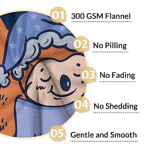 Mercuryelf Sloth Throw Blanket - Soft, Fuzzy & Warm - 50x60 Inches Flannel Blankets for Living Room, Sofa - Dark Blue Cute Throws Gift for Teens