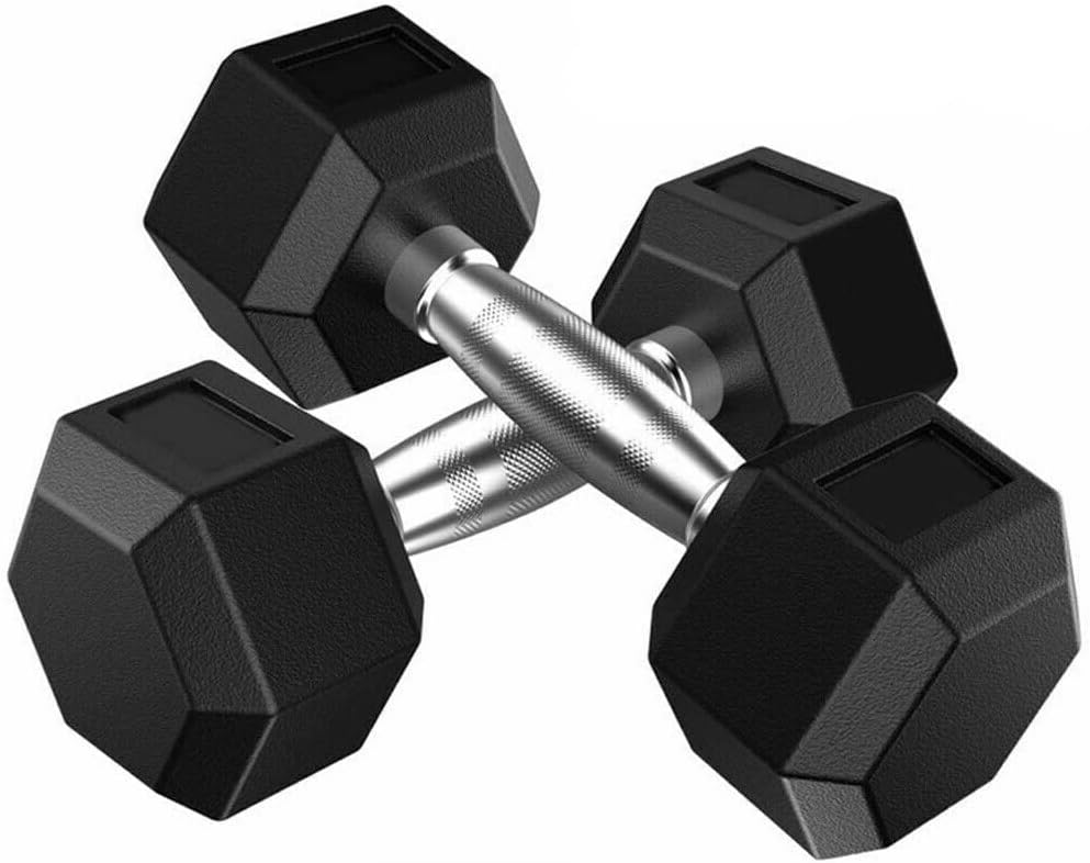 Pair of 5kg Rubber Encased Cast Iron Hex Dumbbells Amazon.co.uk