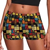Damen-Unterwäsche, abstrakt, bunt, kariert, nahtlos, Boyshorts, weicher Stretch, Boxershorts für Damen, mehrfarbig