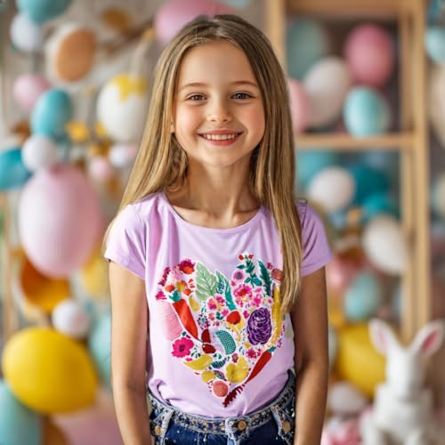 Image of Easter Shirts for Girls Kids Easter Gift Bunny T-Shirt Clothing 3-12 Years