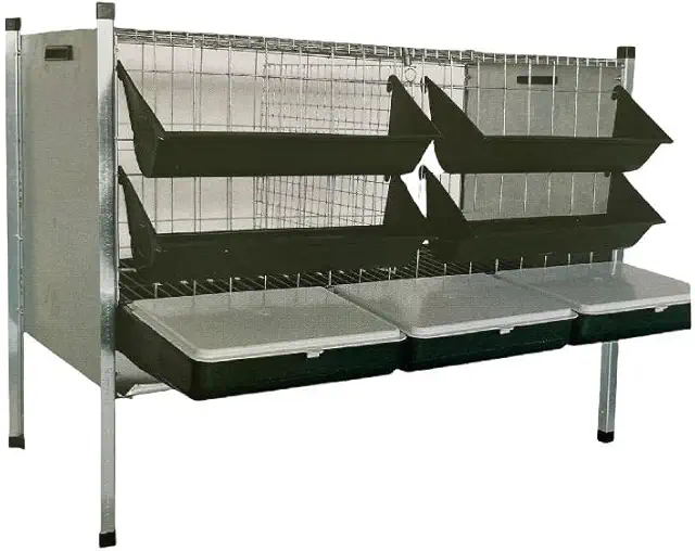 Gabbia per Galline Ovaiole 2 Celle - Sovrapponibile con Nidi e Accessori