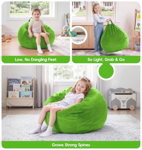 Image of Hobestluk Small Bean Bag Chairs 2FT BeanBag Chair Comfy Cozy Velvet Fabric
